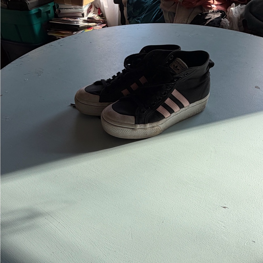 adidas Black and Pink Platform Shoes